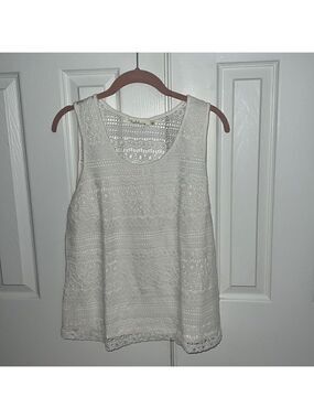 Solitaire Crochet Tank Ivory